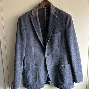 Altea Mr Porter Cotton Slubbed Blazer with Suede Details EU50